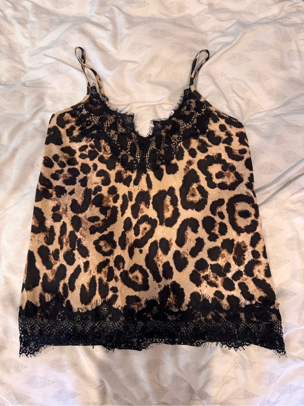 Missguided Leopard Print Lace-Trim Cami - Beige and Black